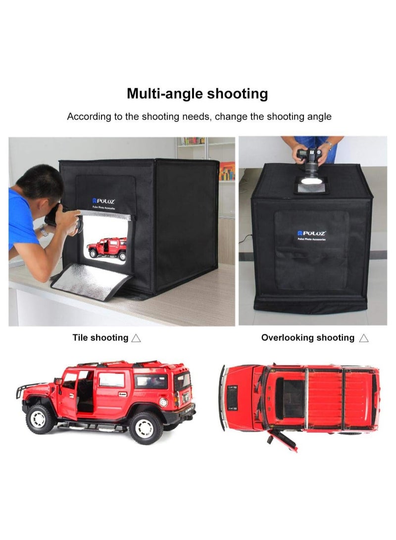 PULUZ 60cm x 60cm folding portable 60W 2 x 1690LM 5500K white lighting studio shooting tent box set with 38X38CM LED photography shadow light board combination set  - Image 3