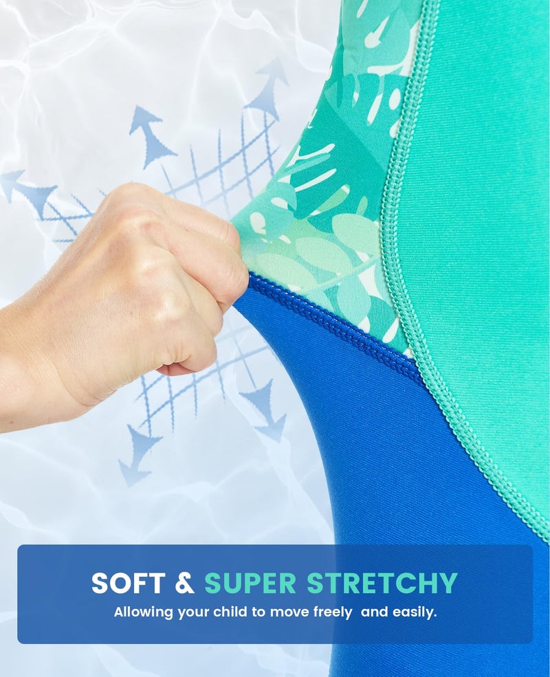 Gogokids Muta per Bambini, Mute in Neoprene da 2.5 mm per Bambini, Mute Bagnate Corte Con Cerniera Posteriore per Comfort e Calore, Muta UV per Nuoto, Snorkeling e Surf, EtÃ  8-9 Ragazzi, Verde - Image 5