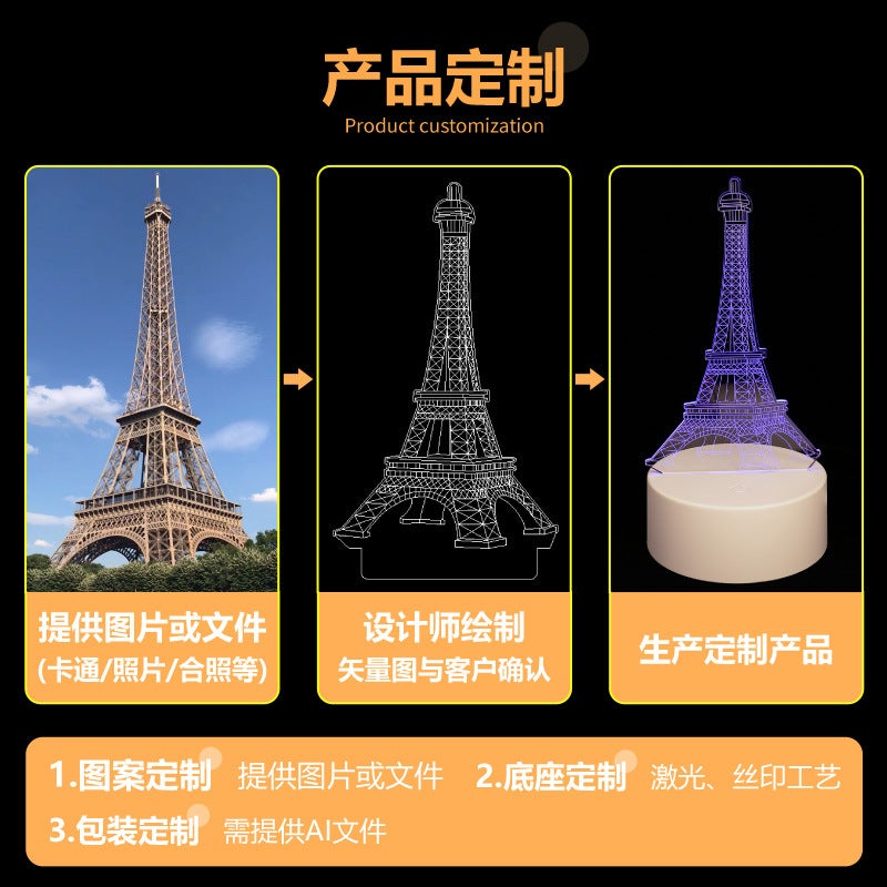 Creative 3D Night Light Type-C Interface Acrylic Table Lamp Bedside Atmosphere Lamp Corporate Event Gift - Image 4