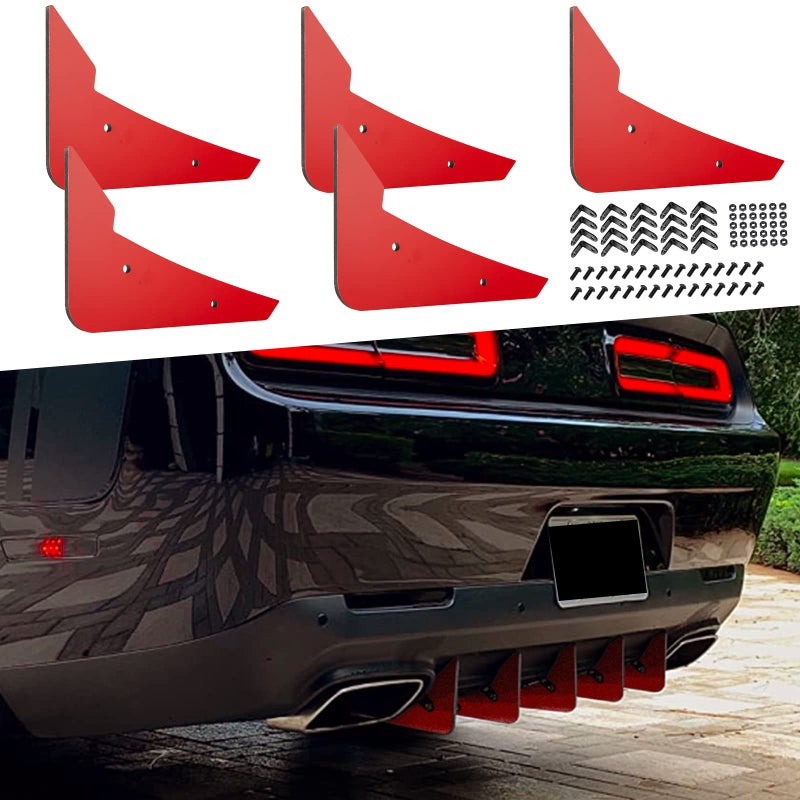 موزع خلفي V3 مجموعة 5 زعانف لدودج تشالنجر 2015-2024 موزع زعنفة خلفية حمراء لمصد خلفي قياسي