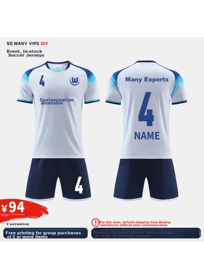 So Many Vips High-end Soccer Jersey Customization For Men And Women, Short-sleeve Sports Set For Matches And Training, Printed Gs6328 White XL - Image 1