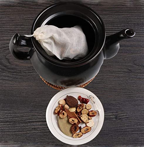 FOYARA 20Pcs Cotton Drawstring Bags 5 x 6 inch Reusable Tea Bags Herb Sachet Unbleached Cheesecloth Bags for Soup Gravy Broth Stew - Image 3