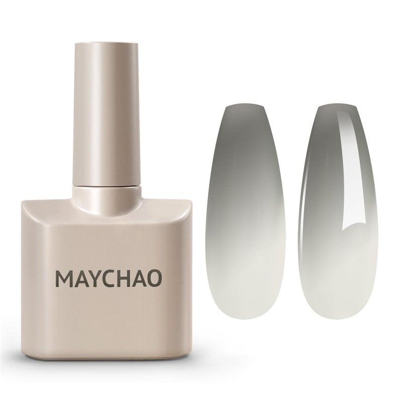 MAYCHAO 15ML Color Changing Gel Nail Polish 1Pc Black-Light Grey Tepaerature Change Gel Polish Soak Off Nail Polish Nail Art Manicure Salon DIY Gifts at Home, 0.5 OZ - Image 1