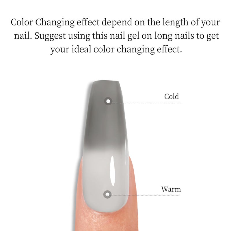 MAYCHAO 15ML Color Changing Gel Nail Polish 1Pc Black-Light Grey Tepaerature Change Gel Polish Soak Off Nail Polish Nail Art Manicure Salon DIY Gifts at Home, 0.5 OZ - Image 2
