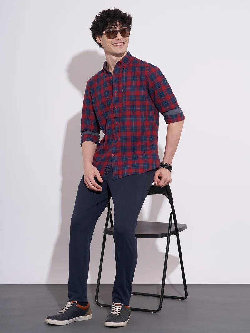 Being Human NAVY Men Slim Fit Mid-Rise Chinos Trousers for Men | Best Price UAE