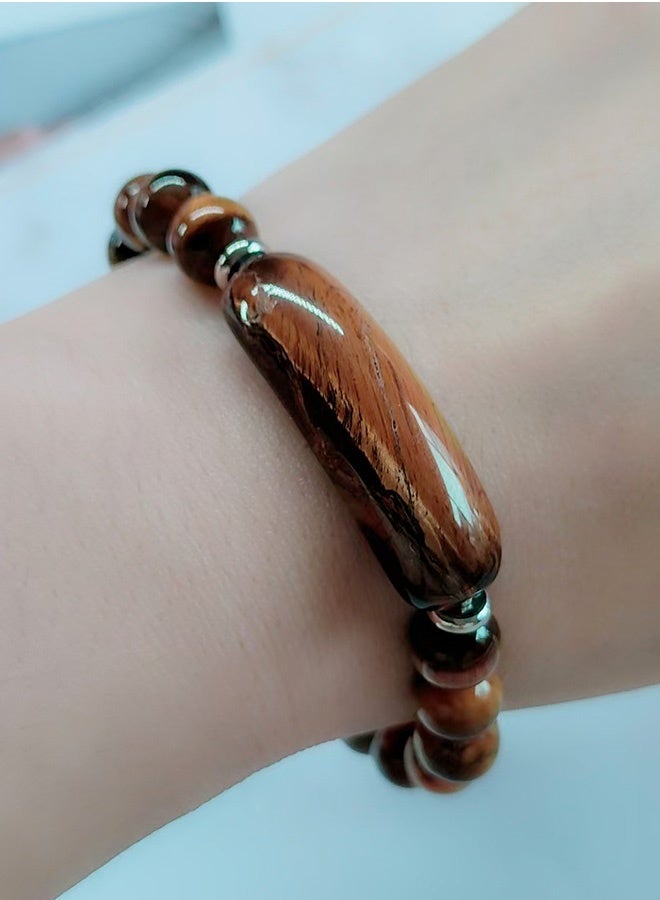 Unisex Healing Stone Bracelet Natural Gemstone Charm Stretch Bracelet Crystal Energy Charm Tiger Eye Stone 8mm Beaded Bracelet Handmade Meditation Stone Jewelry Stretch Yoga Bracelet - Image 5