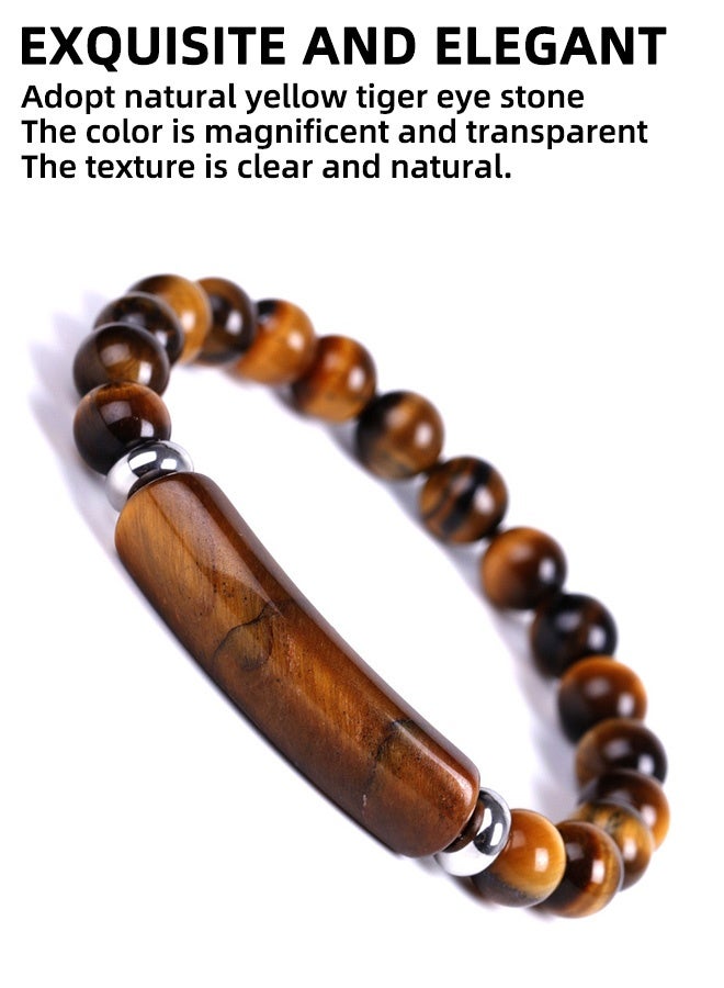Unisex Healing Stone Bracelet Natural Gemstone Charm Stretch Bracelet Crystal Energy Charm Tiger Eye Stone 8mm Beaded Bracelet Handmade Meditation Stone Jewelry Stretch Yoga Bracelet - Image 2