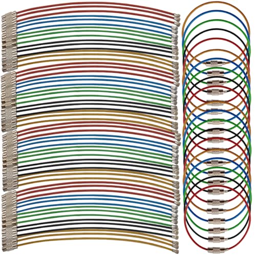 ROYHOO 50PCS 5.9" Steel Wire Keychain, Colored Nylon Coated Stainless Steel Metal Wire Keychains, 1.5 mm Key Rings Loops for Hanging Luggage Tags, Keys and ID Tag Keepers - Image 1