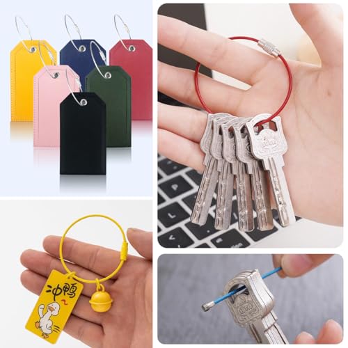 ROYHOO 50PCS 5.9" Steel Wire Keychain, Colored Nylon Coated Stainless Steel Metal Wire Keychains, 1.5 mm Key Rings Loops for Hanging Luggage Tags, Keys and ID Tag Keepers - Image 5