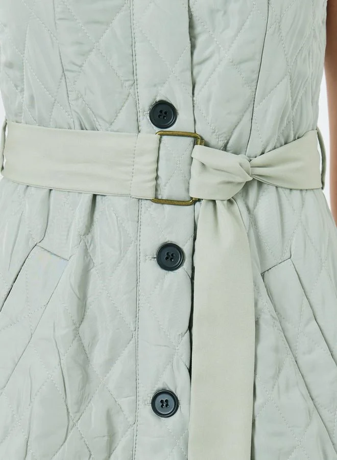 Take Two Green Quilted Look Dress and Crop Jacket Co-Ords