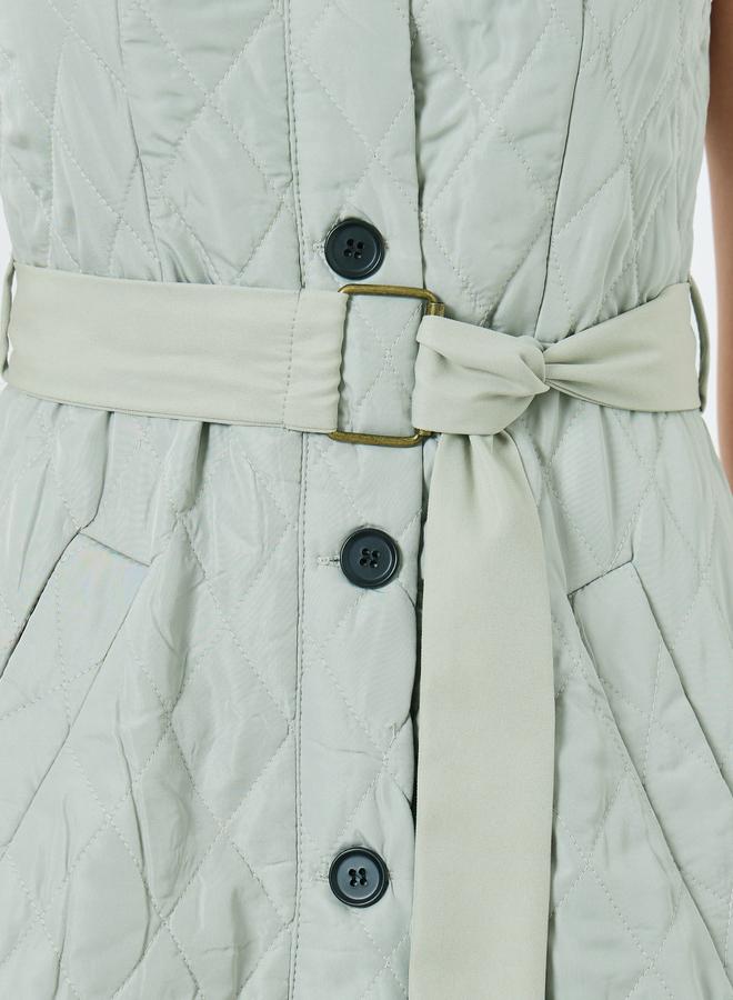 Take Two Green Quilted Look Dress and Crop Jacket Co-Ords - Image 4