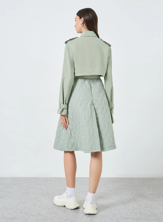 Take Two Green Quilted Look Dress and Crop Jacket Co-Ords
