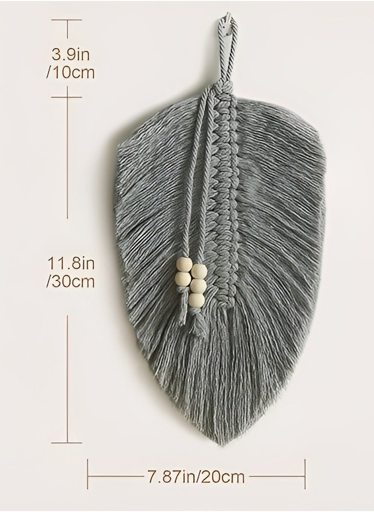 ماركة غير محددة بوهو  مكرمية زينة للحائط (رمادي)  - Image 2
