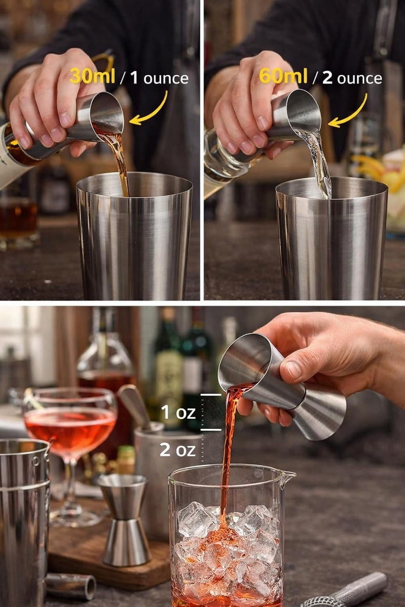 Dynore ProMeasure Stainless Steel Double-Sided Cocktail Jigger – 30/60 ml Precision Bar Measuring Tool, Tall Peg Shot Glass for Professional & Home Bar - Image 3