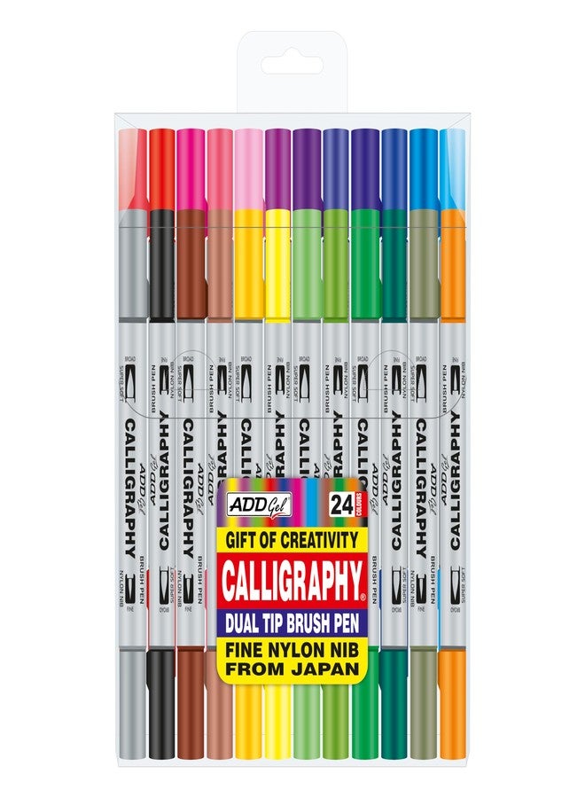 ADD Gel مجموعة أقلام فرشاة الخط الجل من ADD، 24 قطعة - Image 1