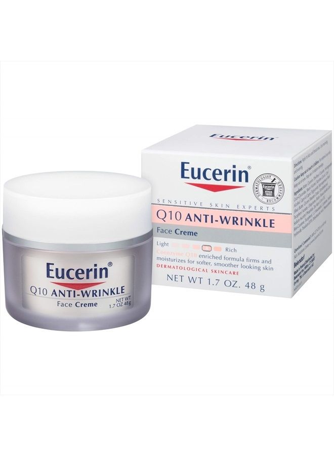 Eucerin Q10 Anti-Wrinkle Face Cream, Unscented Face Cream for Sensitive Skin, 1.7 Oz Jar - Image 1
