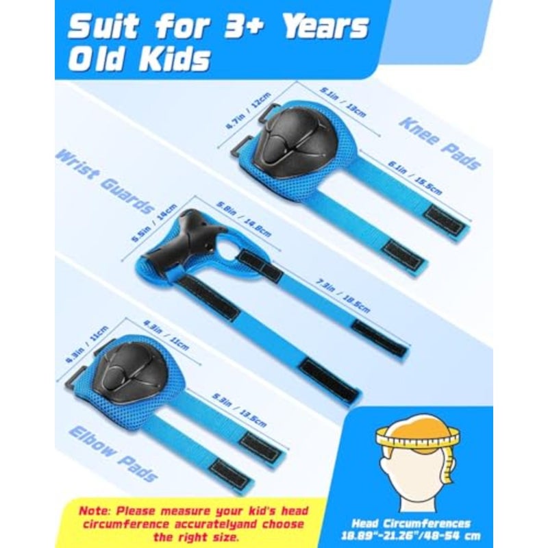 Bike Helmet Set for Boys and Girls, Adjustable Helmet for Ages 3-14 Year, Toddler Pad Set with Knee and Elbow Pads for Bike, Roller, Skating, Scooter, and More Sports - Image 2