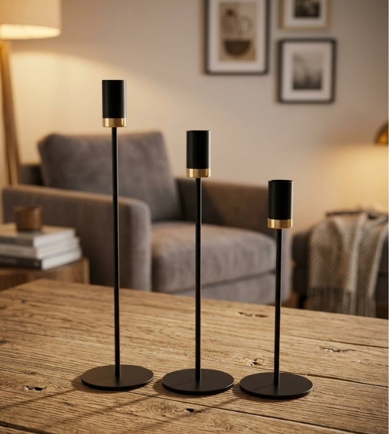 Candle Holders Set of 3pcs for Taper Candles, Elegant Candlestick Holder Fits About 3/4 Inches Slim Candles, Suitable for Wedding Dinning Party Home Decoration