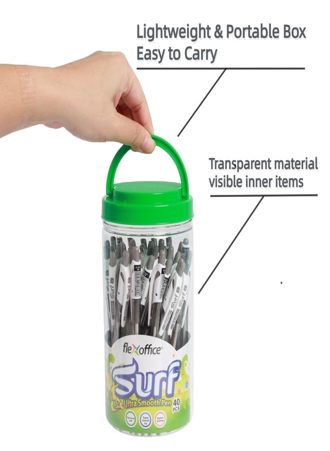 FLEXOFFICE Low Viscosity Ballpoint Pens, Black Ink, 0.5mm Fine Point, 40 Count Pack, Smooth Ink Pens, Ball point Pens, Transparent Pale Body (FO-GELB068-Black) - Image 5