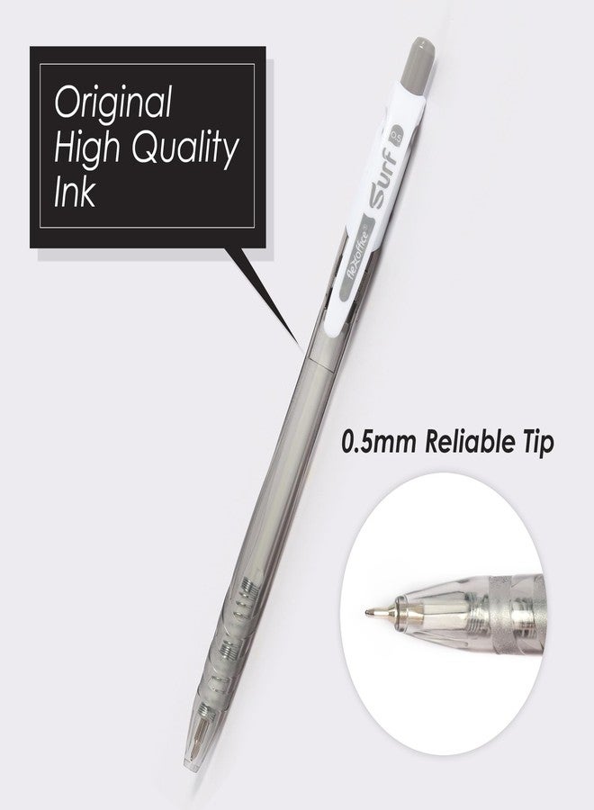 FLEXOFFICE Low Viscosity Ballpoint Pens, Black Ink, 0.5mm Fine Point, 40 Count Pack, Smooth Ink Pens, Ball point Pens, Transparent Pale Body (FO-GELB068-Black) - Image 2