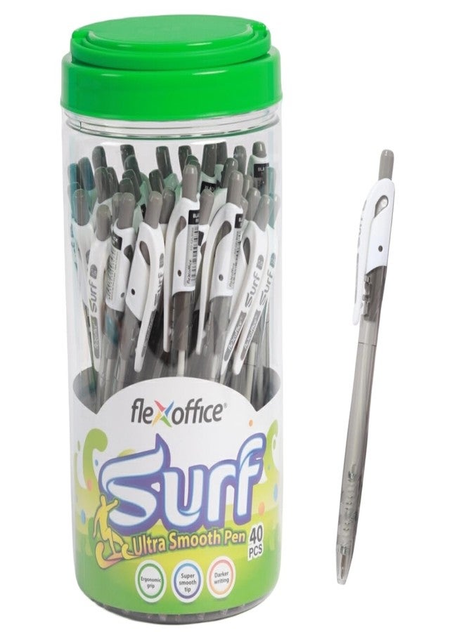 FLEXOFFICE Low Viscosity Ballpoint Pens, Black Ink, 0.5mm Fine Point, 40 Count Pack, Smooth Ink Pens, Ball point Pens, Transparent Pale Body (FO-GELB068-Black) - Image 1