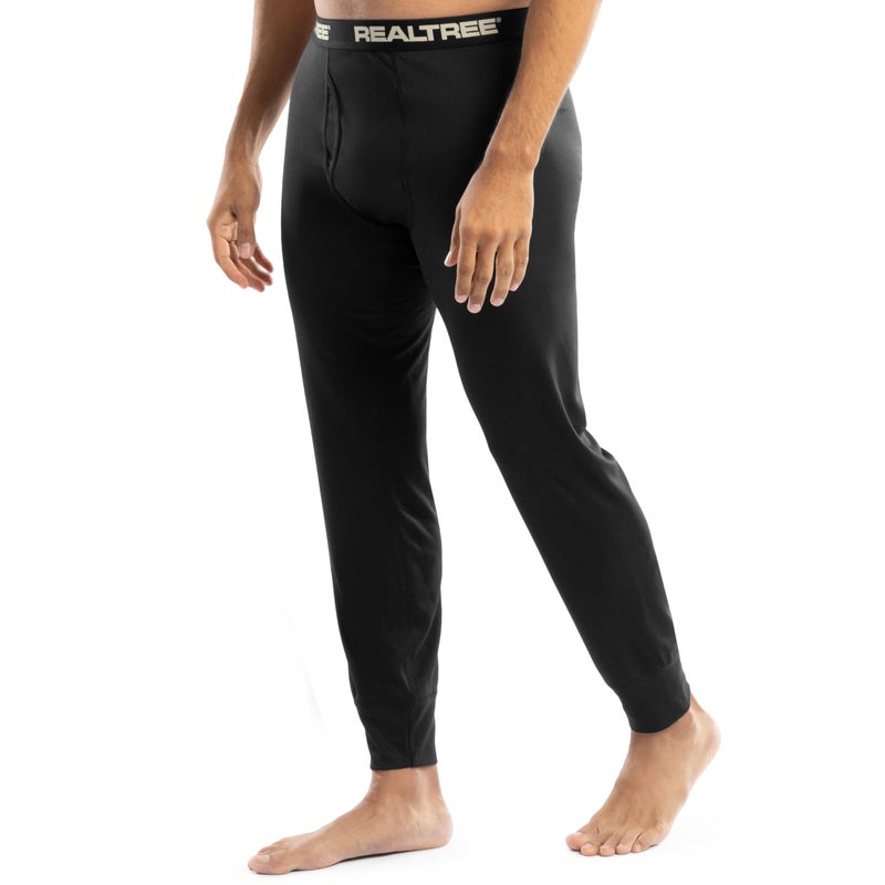 Realtree Men's Polyester Performance Baselayer Thermal Underwear Long Johns Bottom, Black, Medium - Image 4