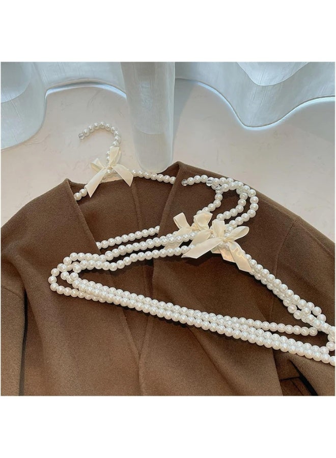 أرفف معاطف، 4 قطع أرفف أنيقة ساحرة مصنوعة من اللؤلؤ مع شريط، أرفف قياسية للأطفال والحيوانات الأليفة (أبيض، صغير) - Image 4