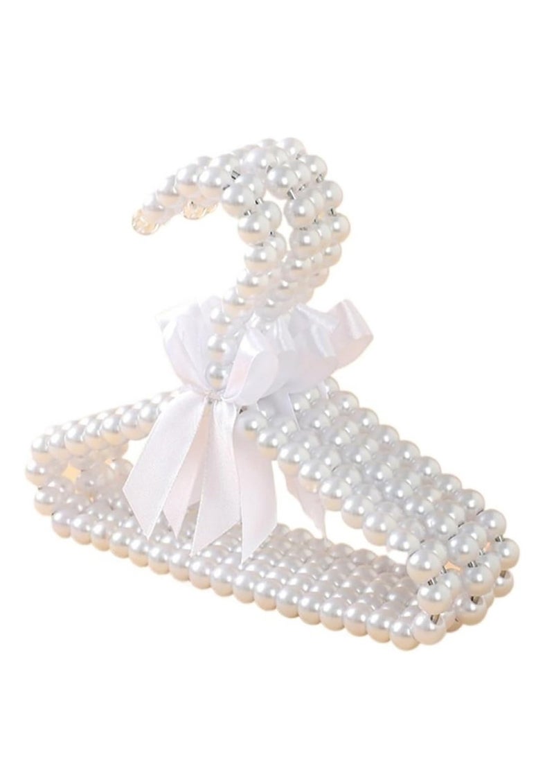 أرفف معاطف، 4 قطع أرفف أنيقة ساحرة مصنوعة من اللؤلؤ مع شريط، أرفف قياسية للأطفال والحيوانات الأليفة (أبيض، صغير) - Image 1