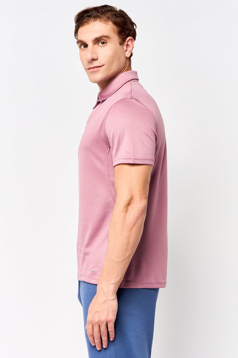 MOTION Men Sportswear Fit Short Sleeve Training Polo Shirt, Dusty Pink - Image 3
