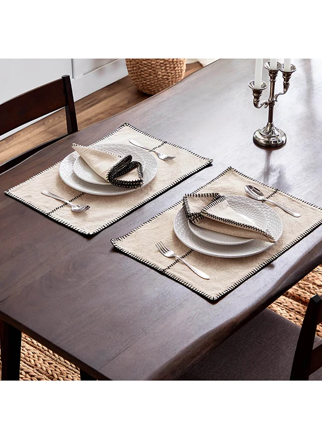Home Box Naturio 2-Piece Stitch Natural Napkin Set 40 x 40 cm
