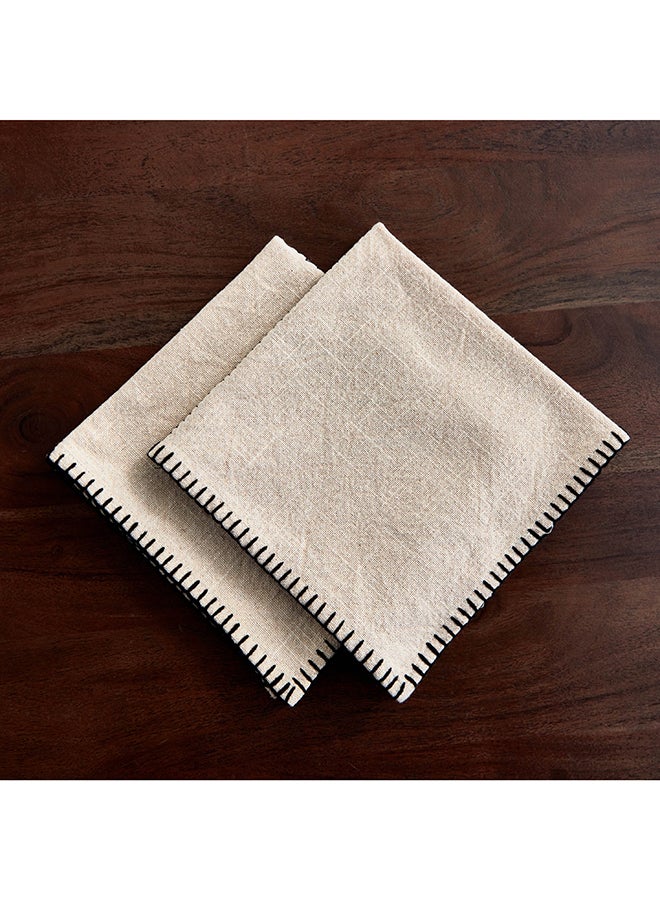 Home Box Naturio 2-Piece Stitch Natural Napkin Set 40 x 40 cm  - Image 1