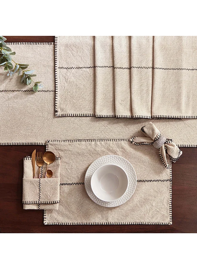 Home Box Naturio 2-Piece Stitch Natural Napkin Set 40 x 40 cm