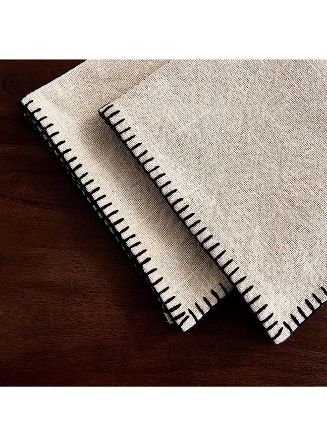 Home Box Naturio 2-Piece Stitch Natural Napkin Set 40 x 40 cm
