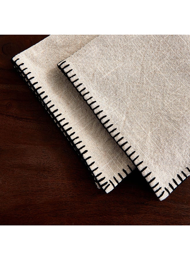 Home Box Naturio 2-Piece Stitch Natural Napkin Set 40 x 40 cm  - Image 2