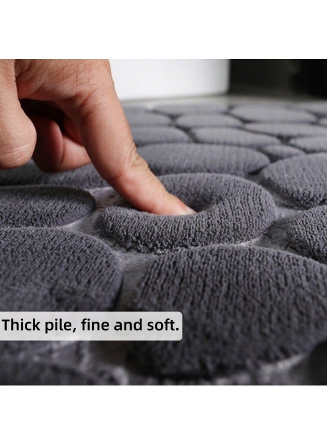 Aikenn 3 Piece Bathroom Rugs Sets, U-shaped Cobblestone Memory Foam Bathroom Mats Carpet, Non Slip Water Absorbent Bath Mats for Bathroom,Washable Extra Thick Bath Rugs for Tub or Toilet Floor  - Image 3