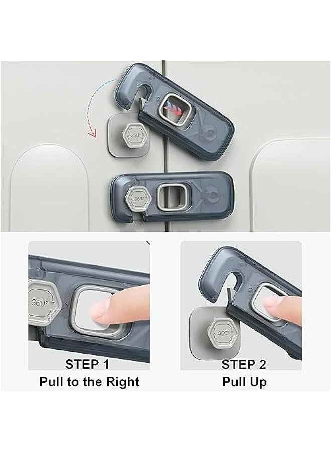 Gonice 5 Pcs Fridge Locks for Toddlers, Child Proof Refrigerator Lock Baby Safety Cabinet Locks for Fridge, Cabinets, Freezer Apply to Max 1(25mm) Sealing Strip (Clear) - Image 2