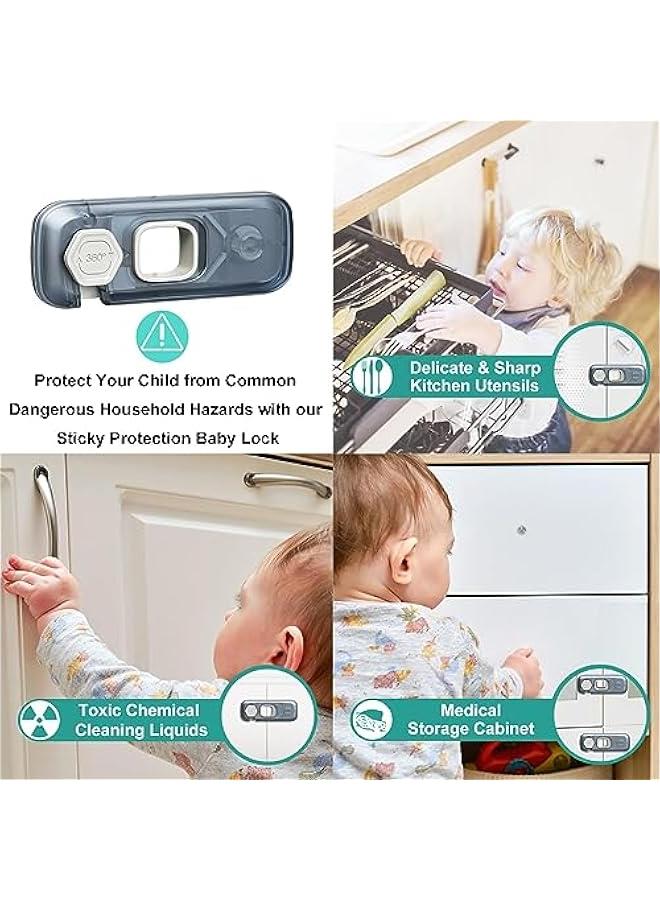Gonice 5 Pcs Fridge Locks for Toddlers, Child Proof Refrigerator Lock Baby Safety Cabinet Locks for Fridge, Cabinets, Freezer Apply to Max 1(25mm) Sealing Strip (Clear) - Image 3