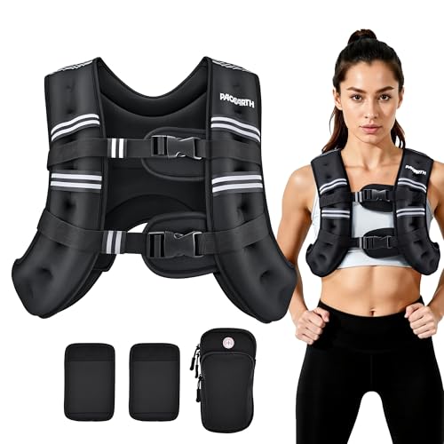 PACEARTH Weighted Vest, 6lb/12lb/16lb/20lb/25lb/30lb Weight Vest with Reflective Stripe, Body Weight Vests Adjustable for Men, Women Workout, Strength Training, Running, Walking, Jogging - Image 1