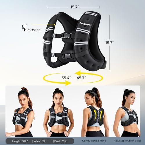 PACEARTH Weighted Vest, 6lb/12lb/16lb/20lb/25lb/30lb Weight Vest with Reflective Stripe, Body Weight Vests Adjustable for Men, Women Workout, Strength Training, Running, Walking, Jogging - Image 2