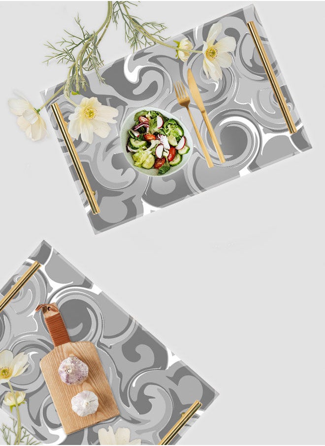 LOWHA Decorative Acrylic Serving Tray with Gold Color Metal Handles Abstract Wave Pattern 20x30cm  - Image 4