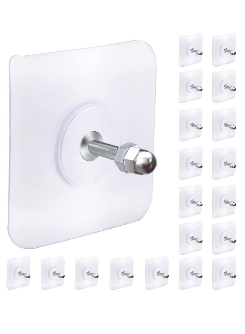 Arabest Adhesive Hooks Heavy Duty, Wall Hooks for Hanging,Wall Hangers without Nails,2 in 1 Screw Free Sticker for Wall Mount Shelf,Waterproof Rustproof (16mm)20 PCS - Image 1