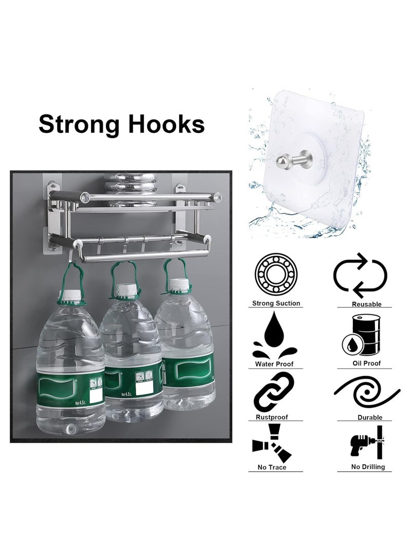 Arabest Adhesive Hooks Heavy Duty, Wall Hooks for Hanging,Wall Hangers without Nails,2 in 1 Screw Free Sticker for Wall Mount Shelf,Waterproof Rustproof (16mm)20 PCS - Image 3