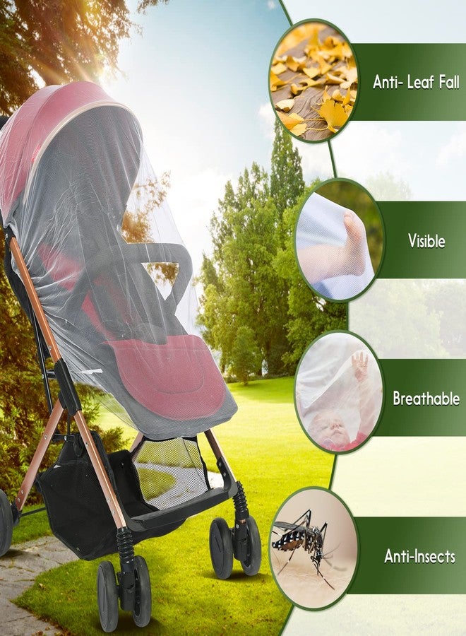 AMORBASE 2-Pack Stroller Mosquito Net, Universal Bug Net Cover for Stroller, Bassinets, Cradles, Playards, Pack N Plays and Portable Mini Crib, Durable Baby Insect Netting Infant Essential (2, White) - Image 2