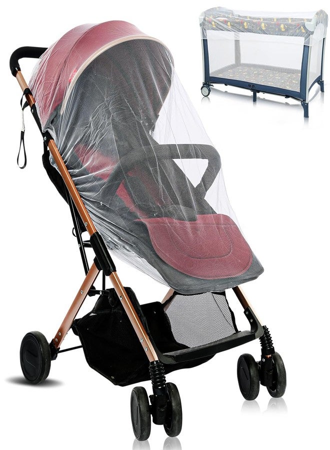 AMORBASE 2-Pack Stroller Mosquito Net, Universal Bug Net Cover for Stroller, Bassinets, Cradles, Playards, Pack N Plays and Portable Mini Crib, Durable Baby Insect Netting Infant Essential (2, White) - Image 1
