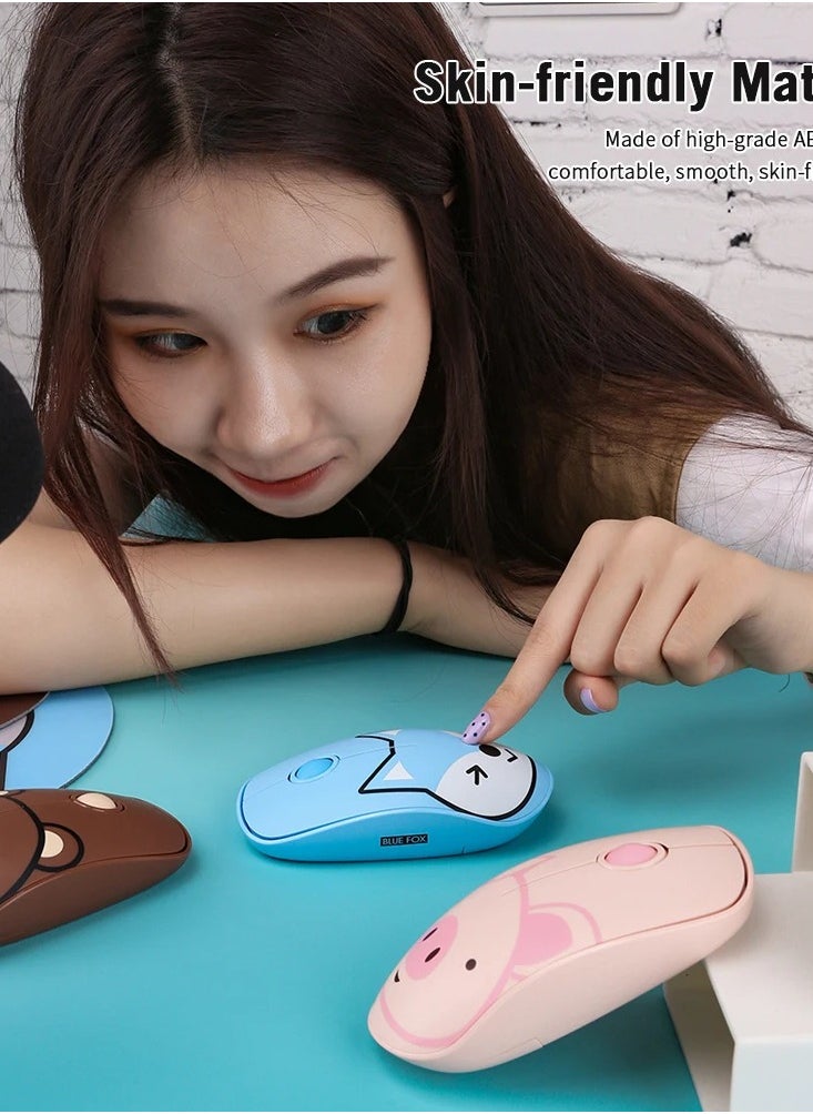 FD - E680 Cute Wireless Mouse 2.4GHz with Mouse Pad - Lightweight - Silent Click - 3 Buttons - Power Saving on/off button - 1600DPI Optical Sensor - Effective distance 10m - 1x AA Battery For Kids ,Girl PC , Laptop - Image 1