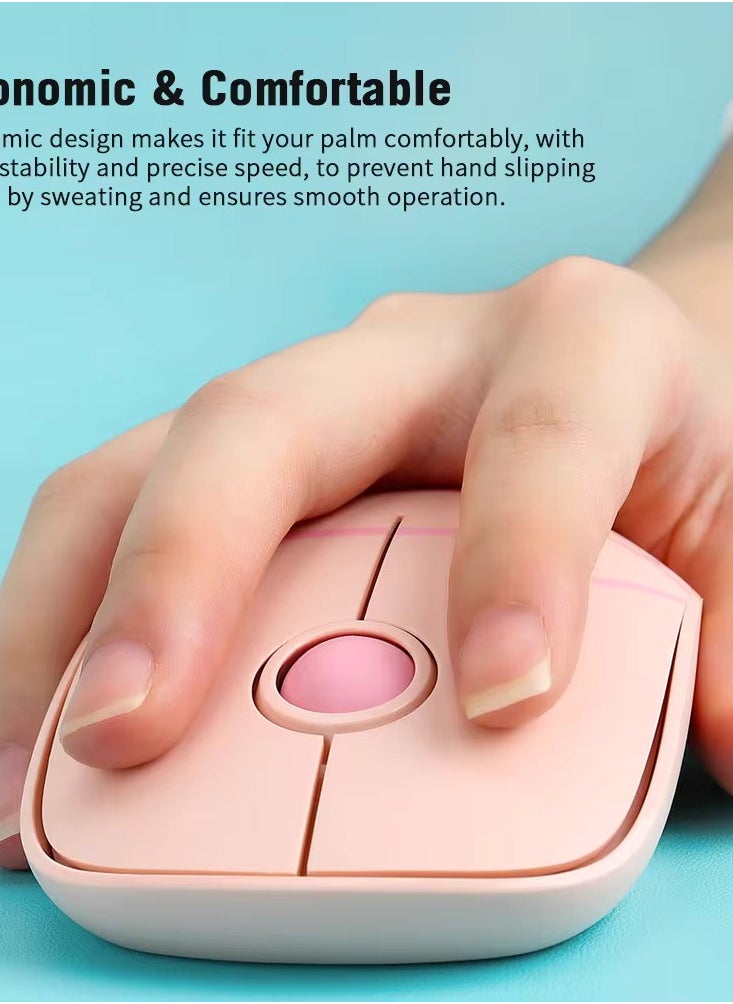 FD - E680 Cute Wireless Mouse 2.4GHz with Mouse Pad - Lightweight - Silent Click - 3 Buttons - Power Saving on/off button - 1600DPI Optical Sensor - Effective distance 10m - 1x AA Battery For Kids ,Girl PC , Laptop - Image 1