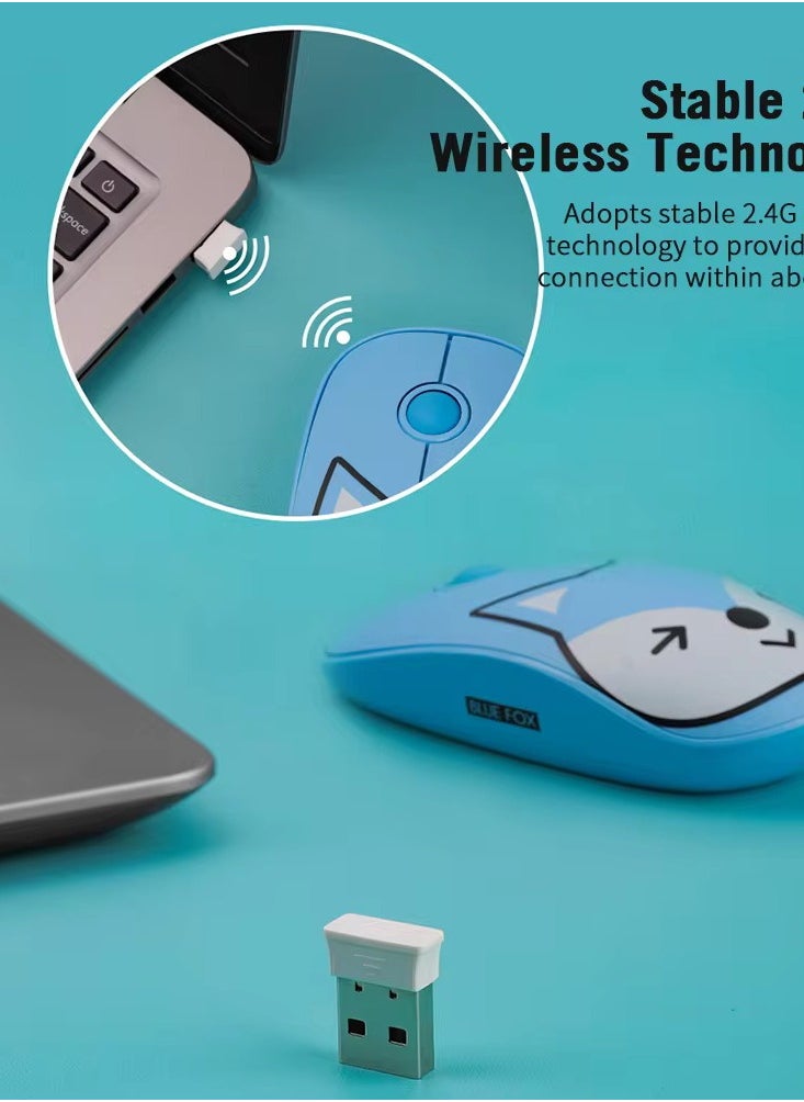 FD - E680 Cute Wireless Mouse 2.4GHz with Mouse Pad - Lightweight - Silent Click - 3 Buttons - Power Saving on/off button - 1600DPI Optical Sensor - Effective distance 10m - 1x AA Battery For Kids ,Girl PC , Laptop - Image 1