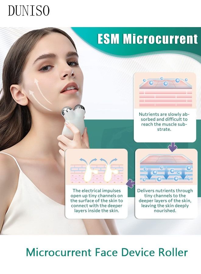 DUNISO Microcurrent Face Device Roller Lift The face and Tighten The Skin USB Mini microcurrent face Lift Skin Tightening Rejuvenation Spa for Facial Wrinkle Remover Toning - Image 3