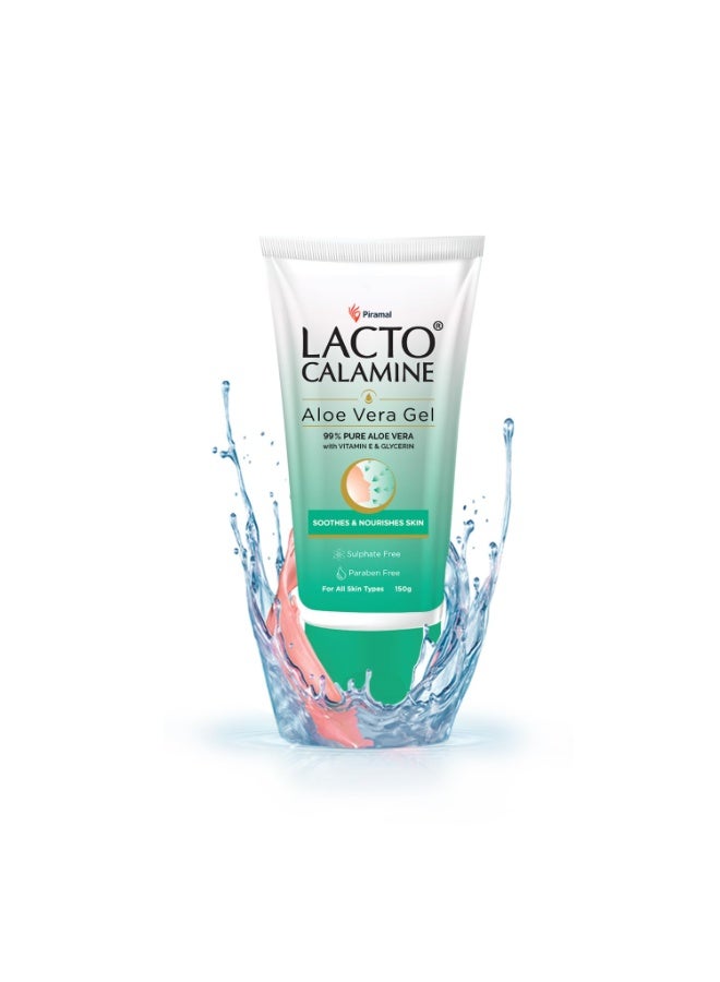 Lacto Calamine Aloe Vera Gel For Face | 150g | Moisturizer For Face With 99% Pure Natural AloeVera, Vitamin E & Glycerin For Hydrating Skin, Body & Hair | No Parabens, No Sulphates - Image 1