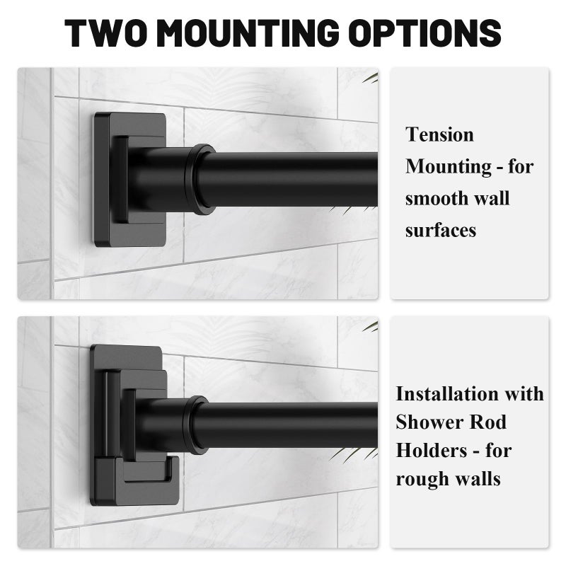 UIOSANRT Matte Black Shower Curtain Rod 31-79 inches with Holders, Stainless Steel Shower Rod & Tension Rod, Adjustable Tension Shower Curtain Rod for Bathroom, Windows, Closet - Image 4